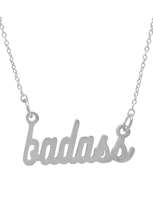 Women's Buddha necklaces-Adornia Cursive Badass Necklace silver