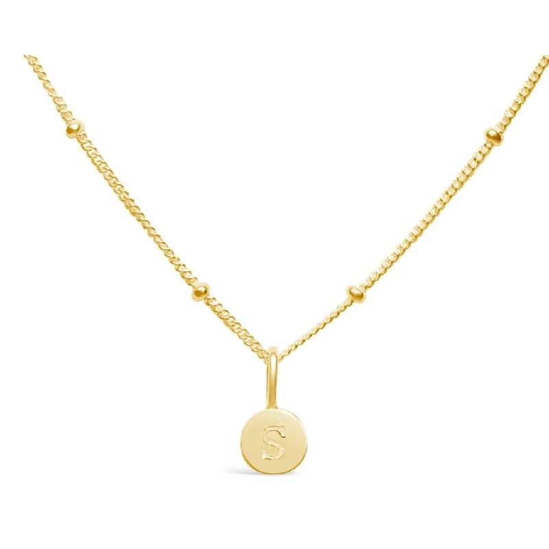 Women's birthday gift necklaces-Stia : Love Letter "S" Mini Disk Necklace in Gold