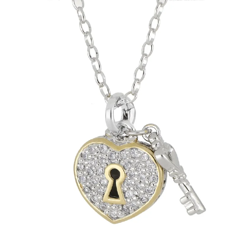 Women's stainless steel necklaces-John Medeiros : Celebration Petite Pavé JM Bail Heart Necklace