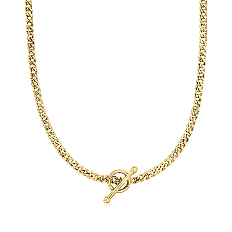 Women's platinum necklaces-RS Pure by Ross-Simons 14kt Yellow Gold Curb-Link Toggle Necklace