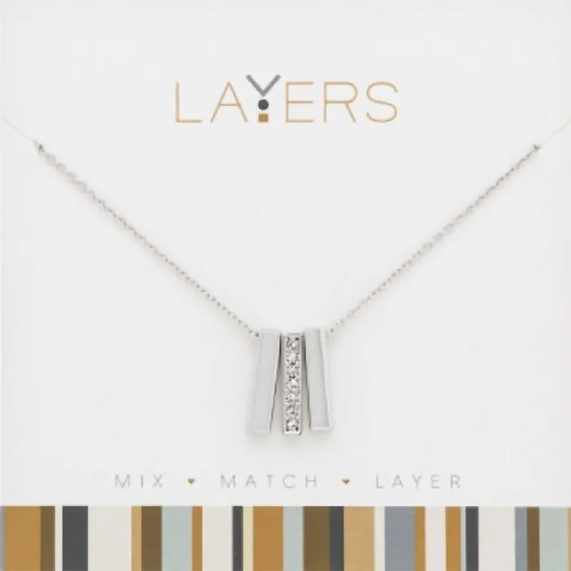 Women's emerald necklaces-Center Court : Silver Trio Bar Layers Necklace