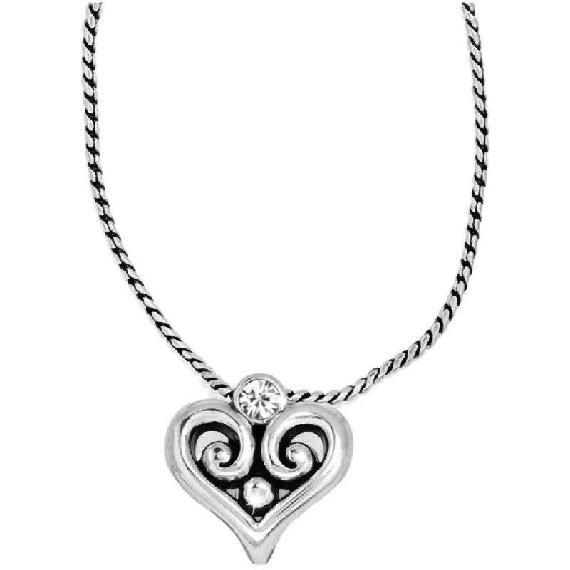 Women's luxury gift necklaces-Brighton : Alcazar Heart Badge Clip Necklace in Silver