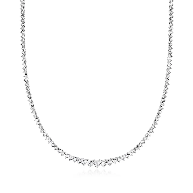 Women's beaded necklaces-Ross-Simons Lab-Grown Diamond Graduated Tennis Necklace in Sterling Silver