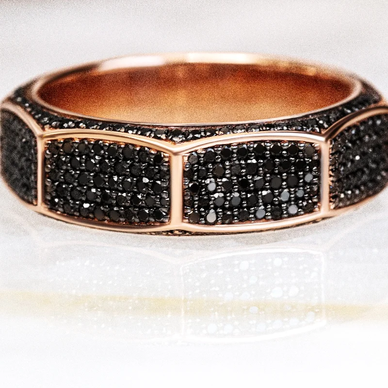 Women's wedding band rings-OM Pav'e Natural Black Diamond Men Ring