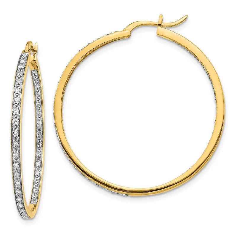 Women's religious earrings-14k Diamond In/Out Hoop Earrings