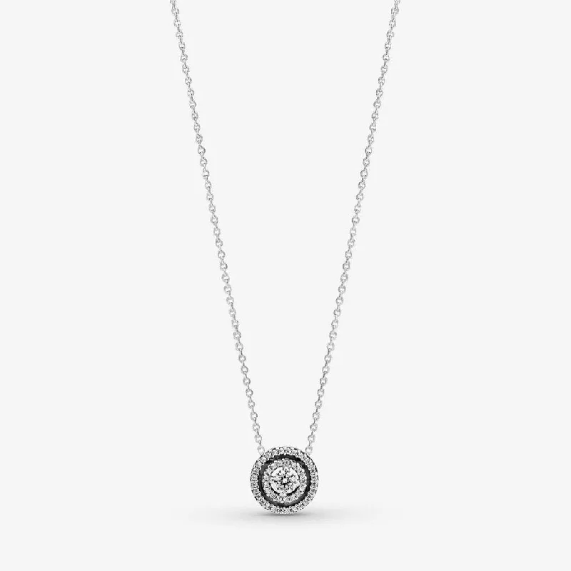 Custom women's necklaces-PANDORA : Sparkling Double Halo Collier Necklace