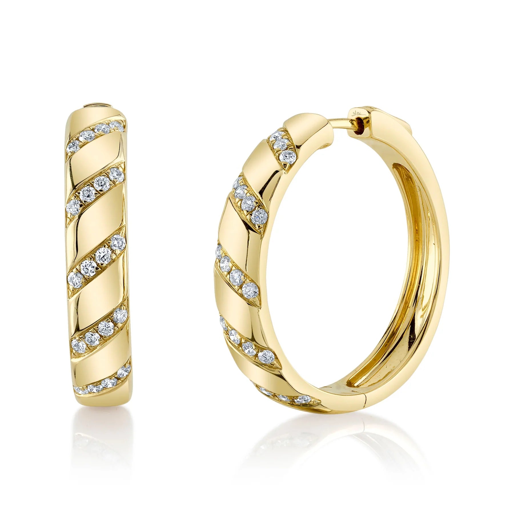 Women's charm earrings-14K GOLD DIAMOND TIA HOOPS