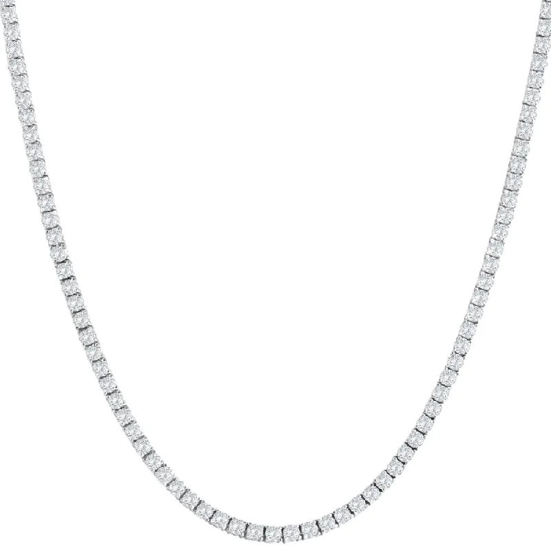 Women's rose gold necklaces-8Ct TW Natural Diamond Tennis Necklace 14K White Gold 18"