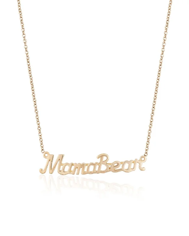 Women's eco-friendly necklaces-MamaBear Nameplate Necklace Yellow Gold