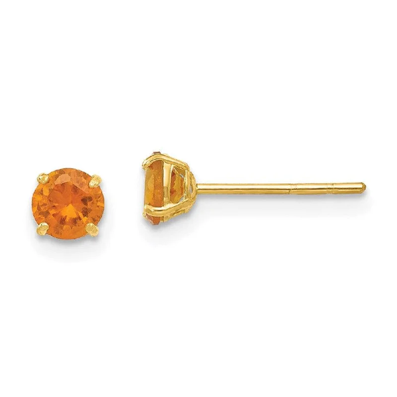 Women's luxury brand earrings-Madi K Kid's 14k  Round Citrine 4mm Post Earrings