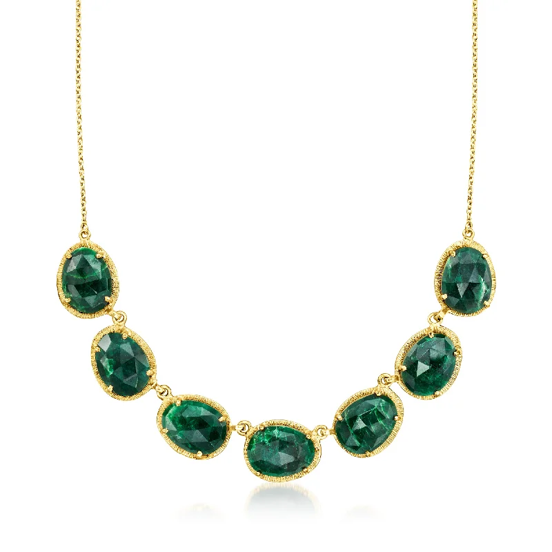 Handmade women's necklaces-Ross-Simons Emerald Necklace in 18kt Gold Over Sterling