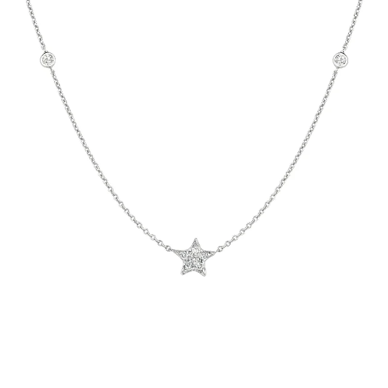 Women's luxury brand necklaces-Diamond Star & Two Sided Diamond Necklace Gold