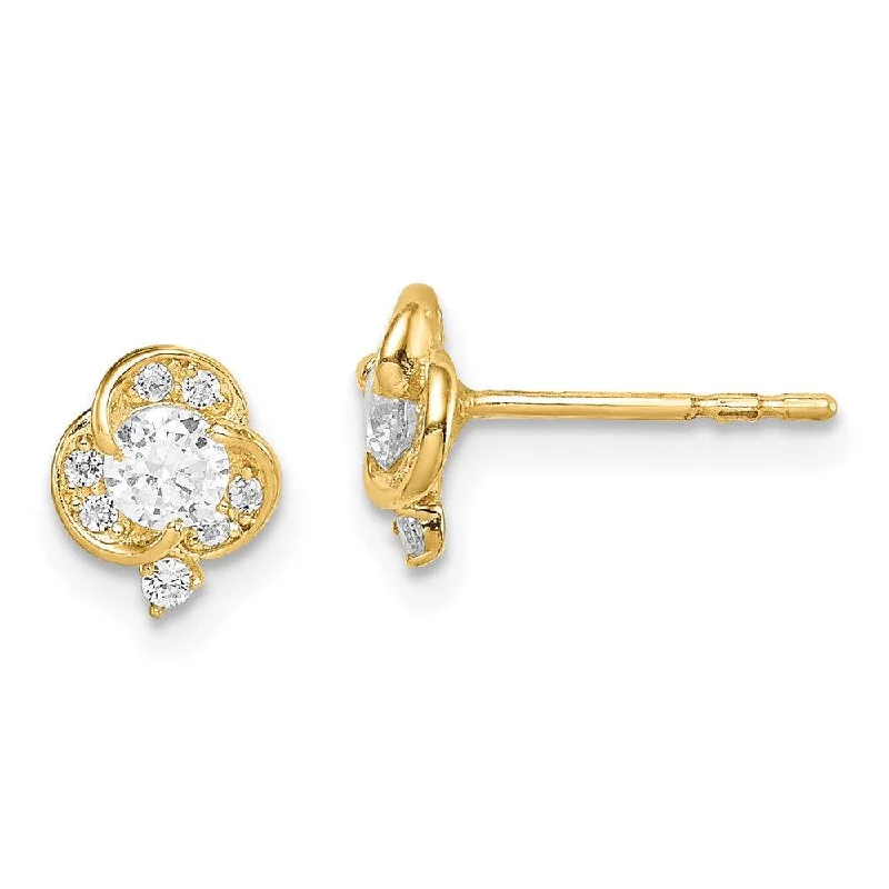 Women's party earrings-Madi K Kid's 14k  CZ Flower Post Earrings