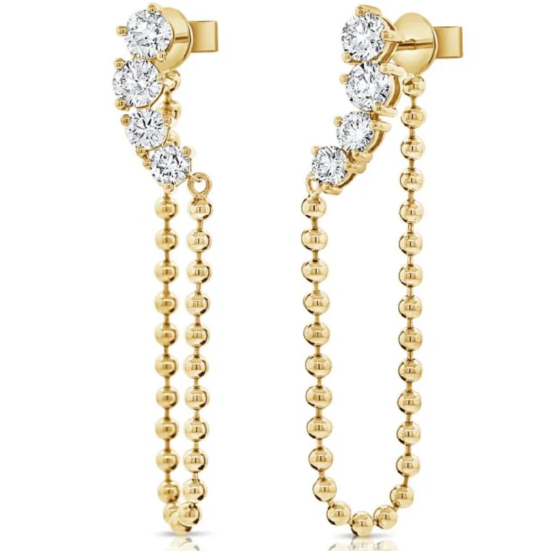 Women's birthstone earrings-14K GOLD DIAMOND JOJO EARRINGS