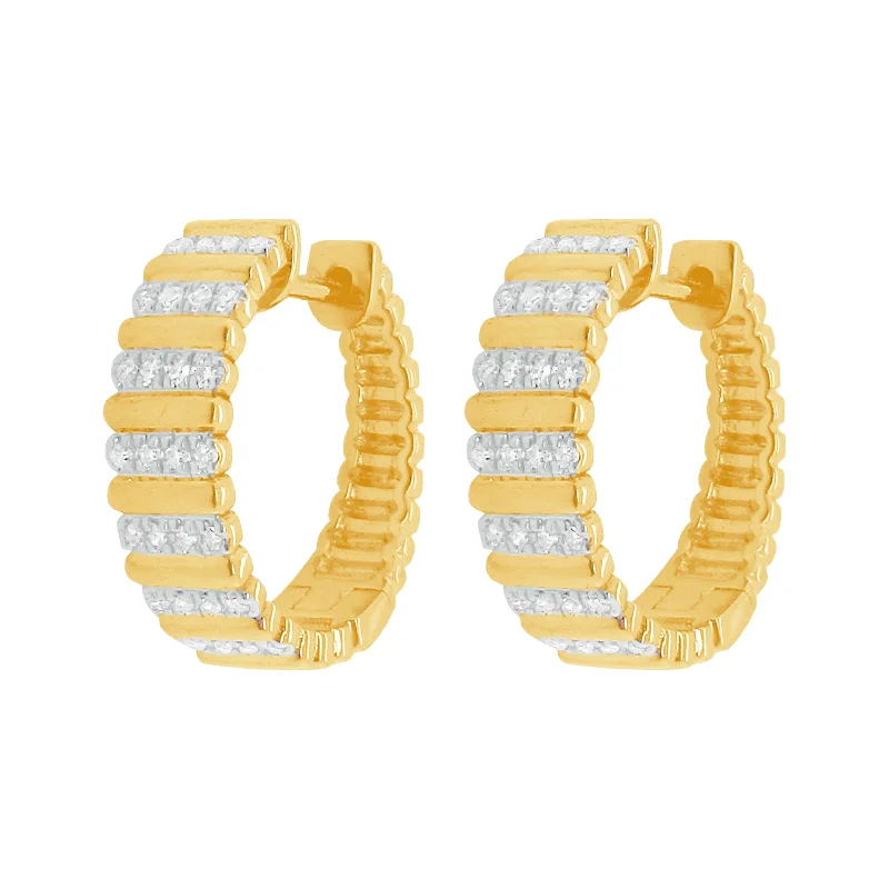 Women's astrology earrings-14K GOLD DIAMOND GIA HUGGIES