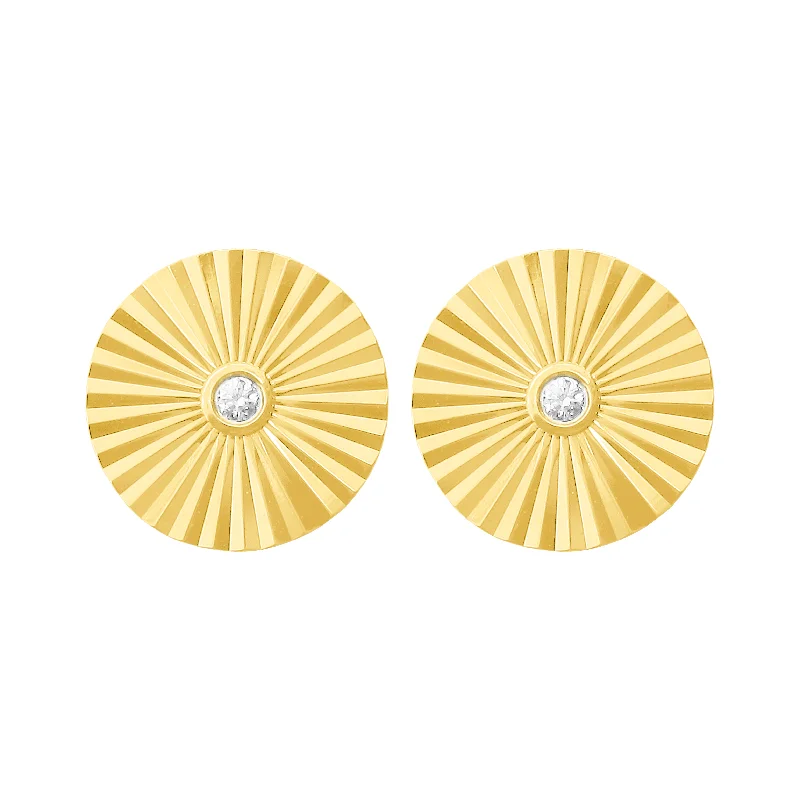 Women's DNA earrings-14K GOLD DIAMOND ATARA CIRCLE STUDS