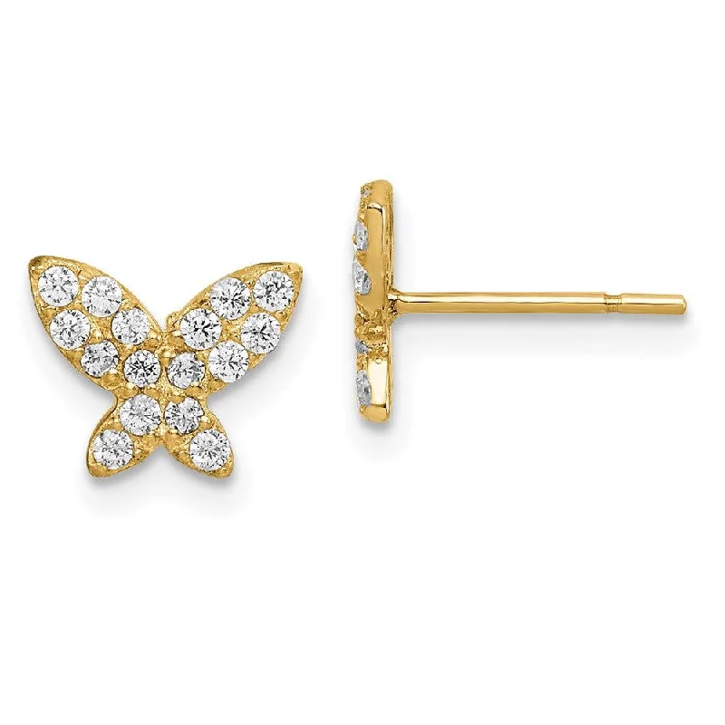 Vintage women's earrings-Madi K Kid's 14k  Butterfly CZ Post Earrings