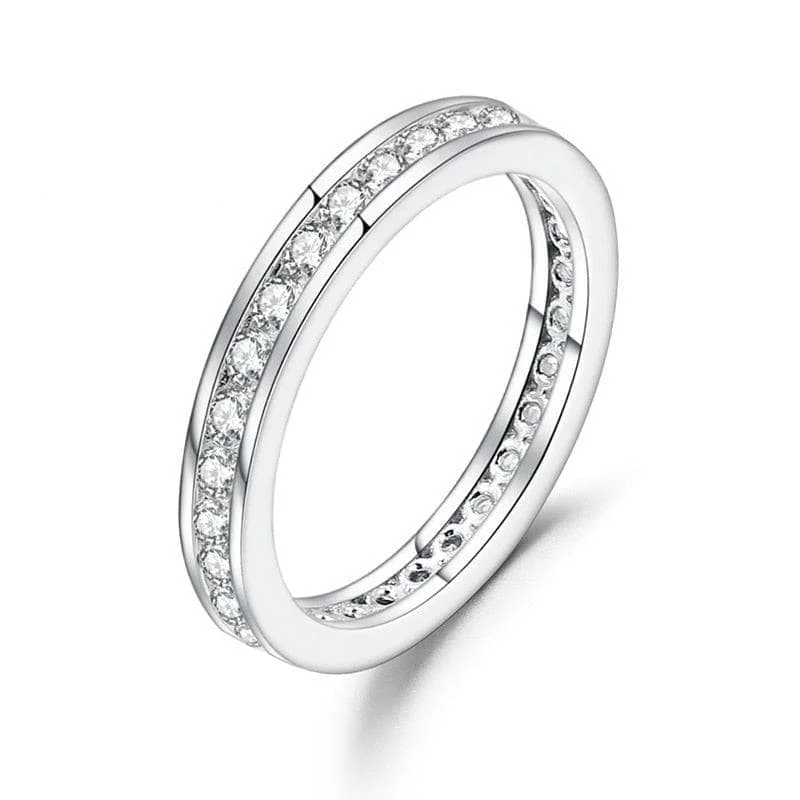 Women's luxury party rings-18k White Gold 2.0mm Diamond Channel Setting Eternity Ring