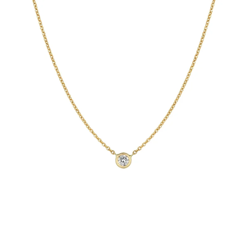 Women's heart-shaped necklaces-Diamond Solitaire Necklace Yellow Gold