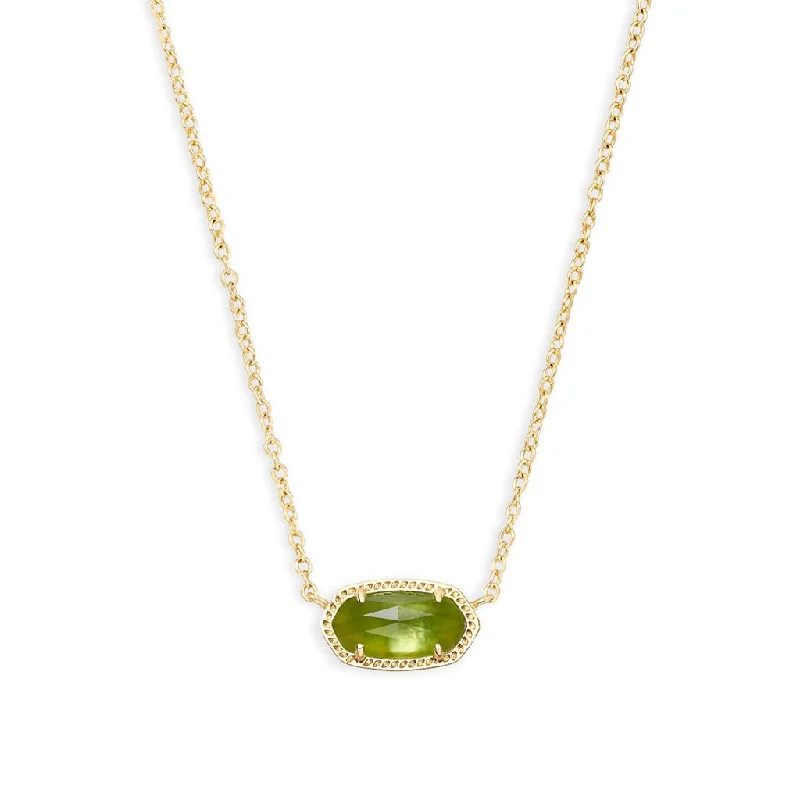 Women's art deco necklaces-Kendra Scott : Elisa Gold Pendant Necklace in Peridot Illusion