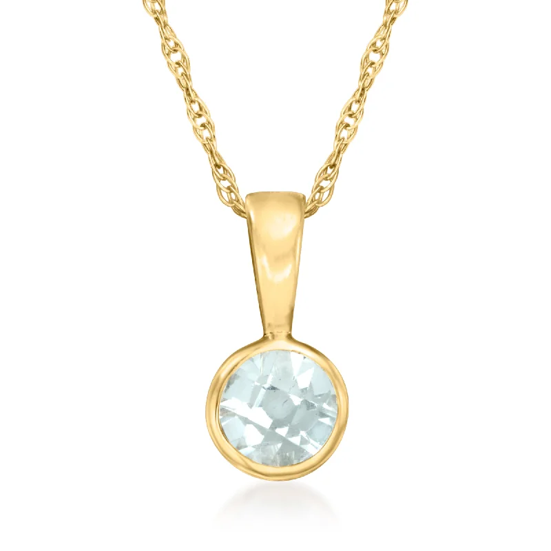 Women's ruby necklaces-RS Pure by Ross-Simons Aquamarine Pendant Necklace in 14kt Yellow Gold