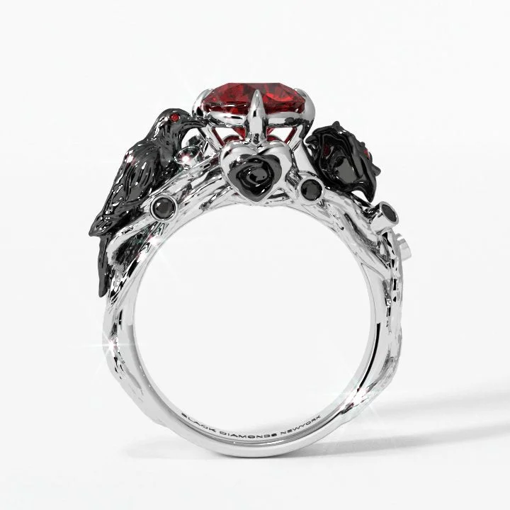 Women's Mother's Day rings-Black Crow- 1.25 Carat Diamond Gothic Wedding Ring