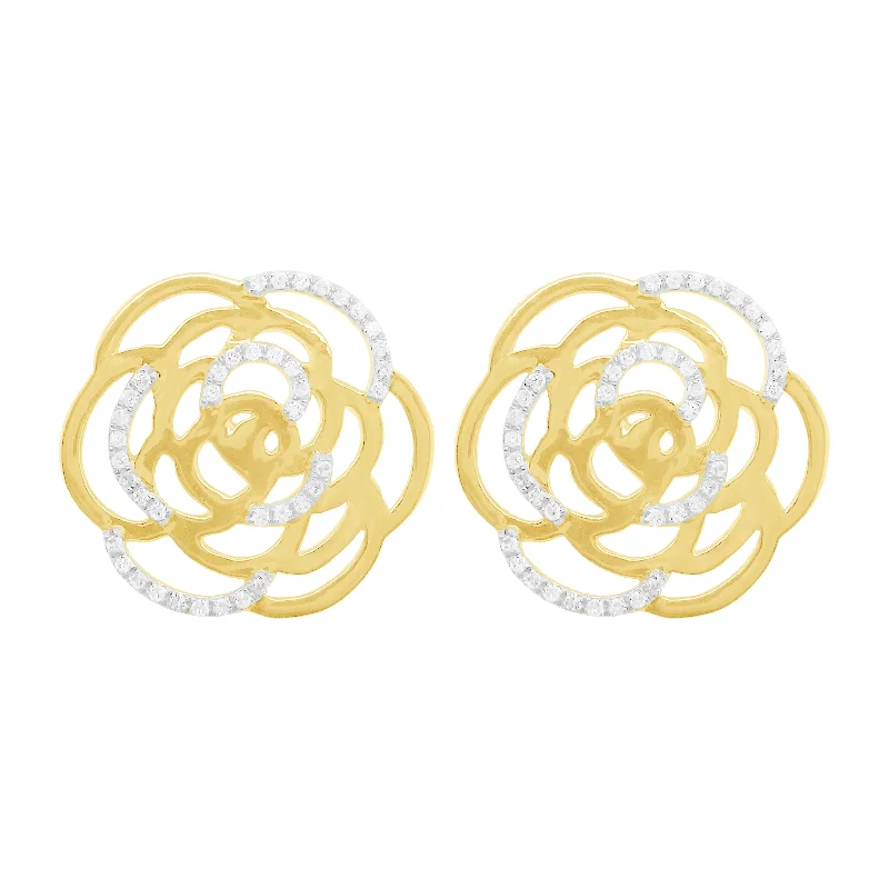 Women's moon phase earrings-14K GOLD DIAMOND AMARA FLOWER EARRINGS