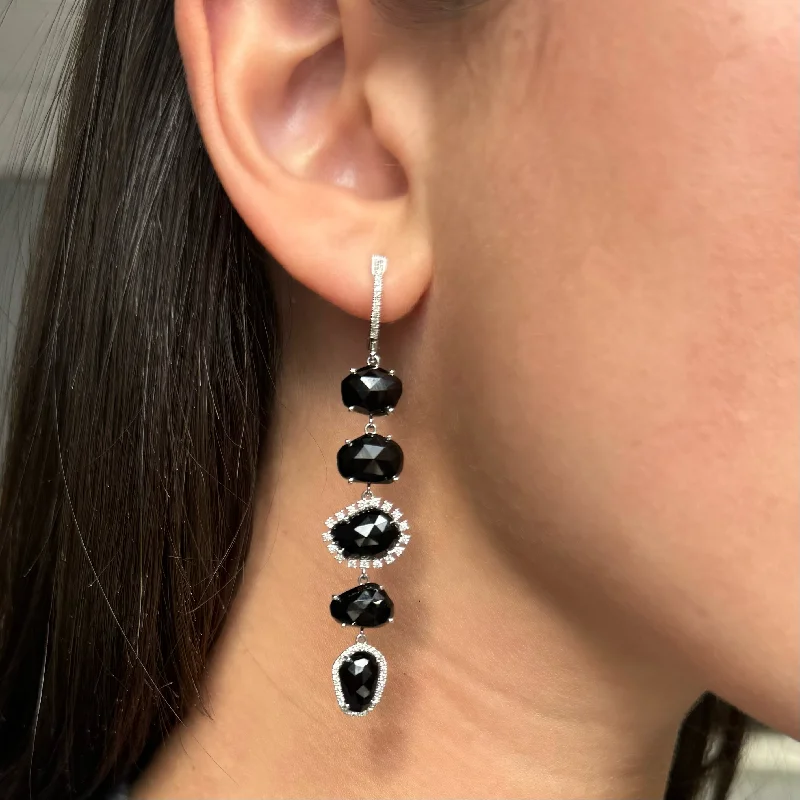 Women's casual earrings-14K GOLD DIAMOND BLACK SAPPHIRE CECILY EARRINGS