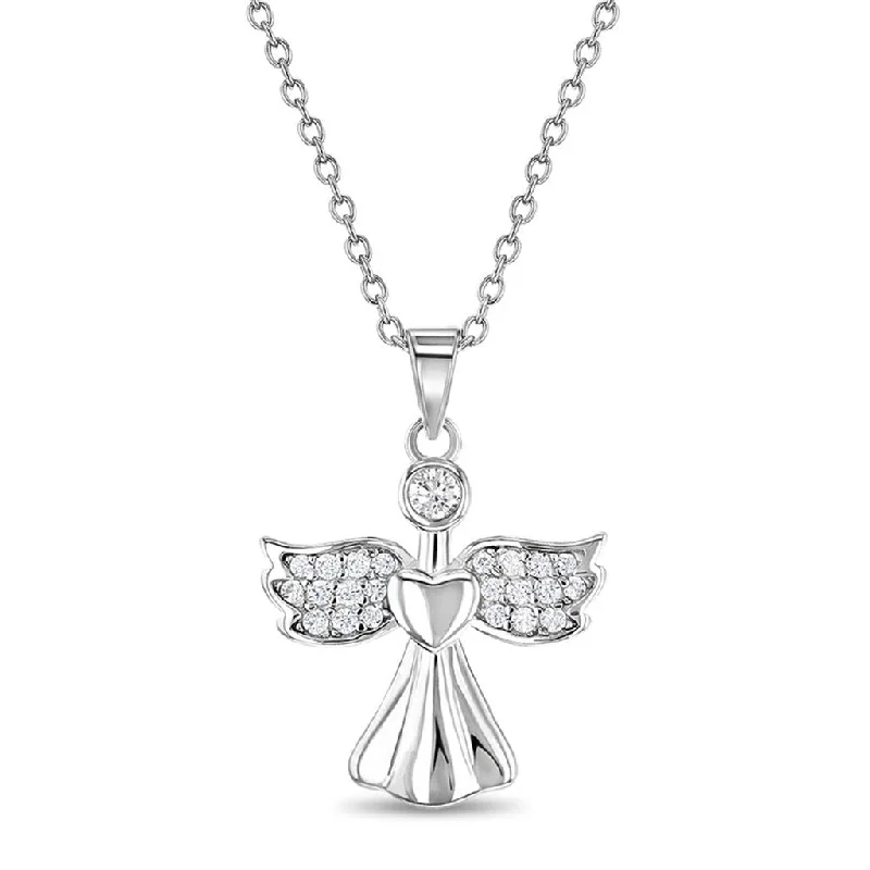 Women's evil eye necklaces-In Season Jewelry : CZ Guardian Angel Kids Pendant Necklace