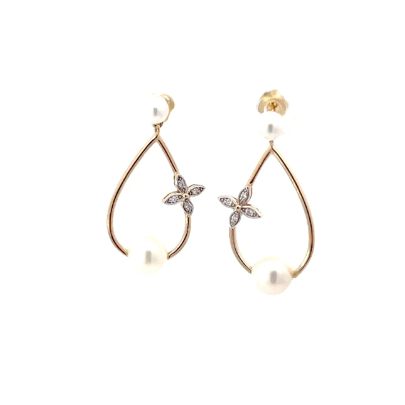 Women's K gold earrings-Pearl Earring