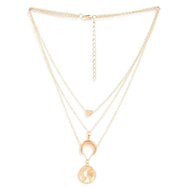 Women's ethical necklaces-Women Gold-plated Set Of 3 Designer Chains