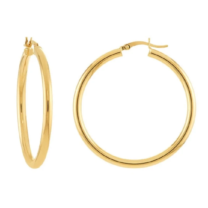 Women's sterling silver earrings-14K GOLD 3MM 1.5" HOOPS