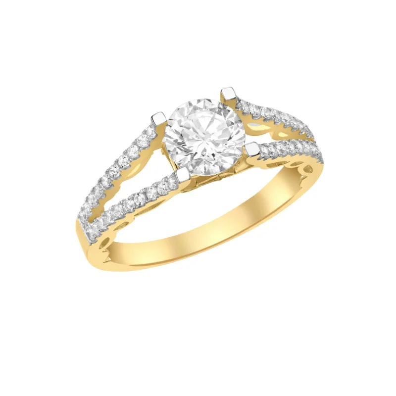 Women's travel rings-9K Yellow Gold Ornate CZ Ring