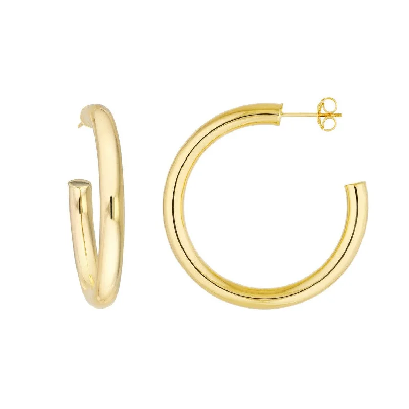 Women's statement earrings-14K GOLD 4MM 1.25" HOOPS