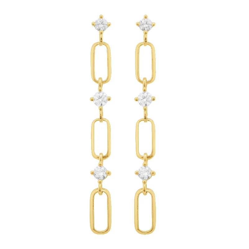 Women's hypoallergenic earrings-14K GOLD DIAMOND KIM EARRINGS