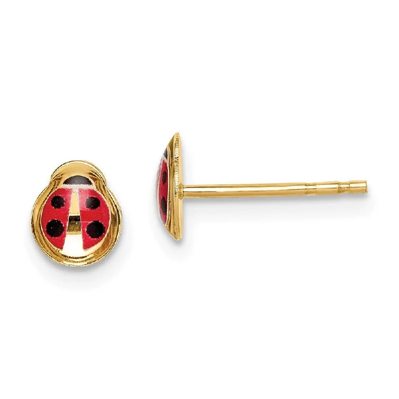 Modern women's earrings-Madi K Kid's 14k  Enamel Ladybug Post Earrings