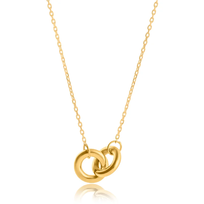 Women's ruby necklaces-14K Yellow Gold Interlock Necklace