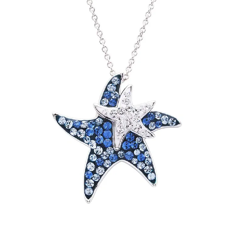 Women's friendship necklaces-Ocean : Aqua Mom & Baby Starfish Pendant