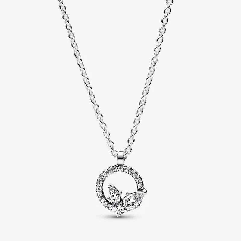 Women's choker necklaces-PANDORA : Sparkling Herbarium Circle & Cluster Pendant Necklace