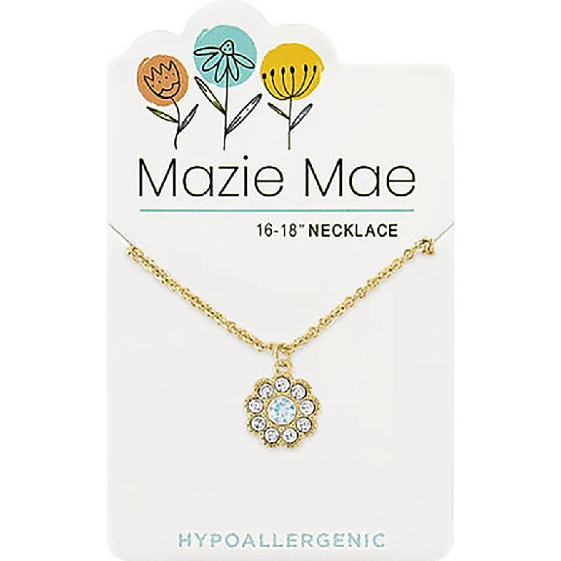 Trendy women's necklaces-Center Court: Gold White Opal Cubic Zirconia Flower Mazie Mae Necklace