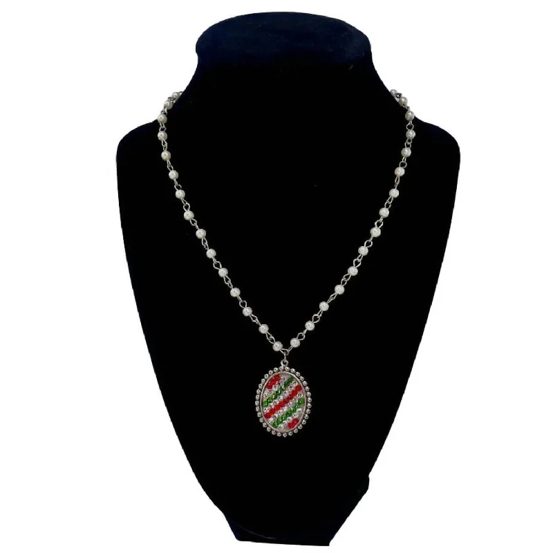 Women's beaded necklaces-Women's Crystal Necklace In Red/white/green