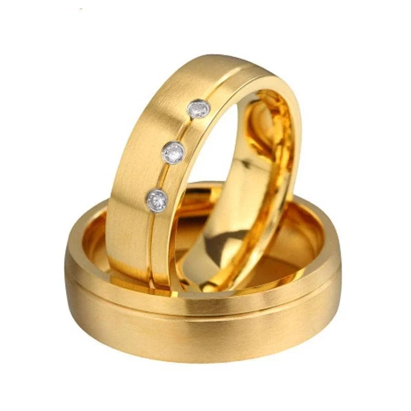 Women's jade rings-Classic Yellow Gold His And Hers Promise Ring