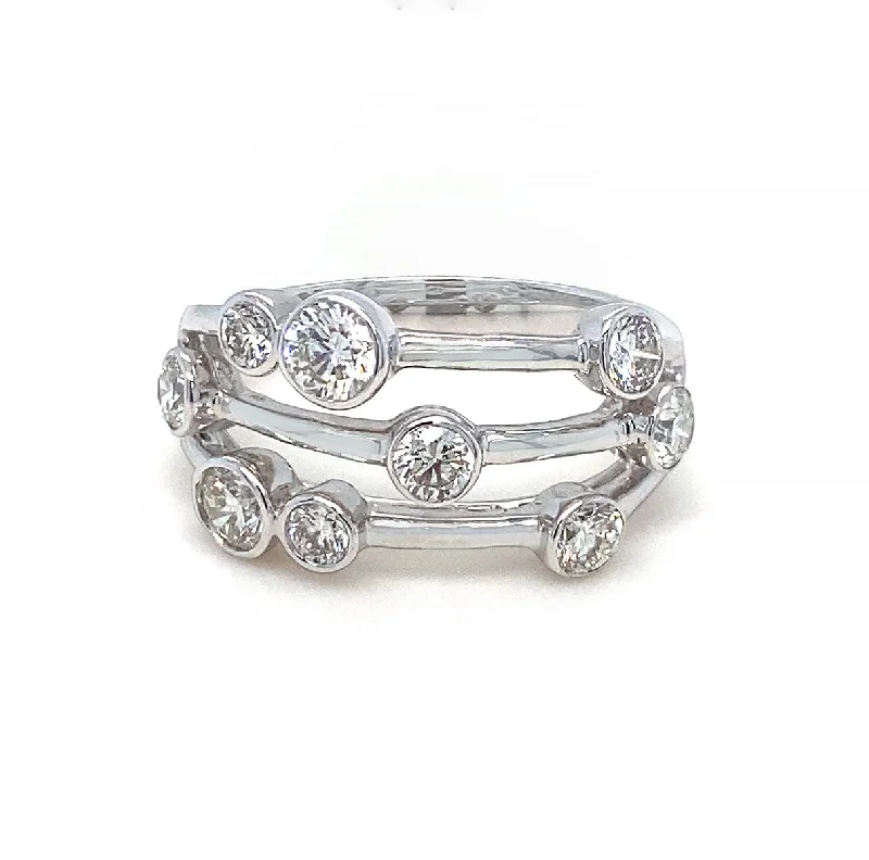 Women's sun rings-18K White Gold 1.13ct Diamond Bubble Ring