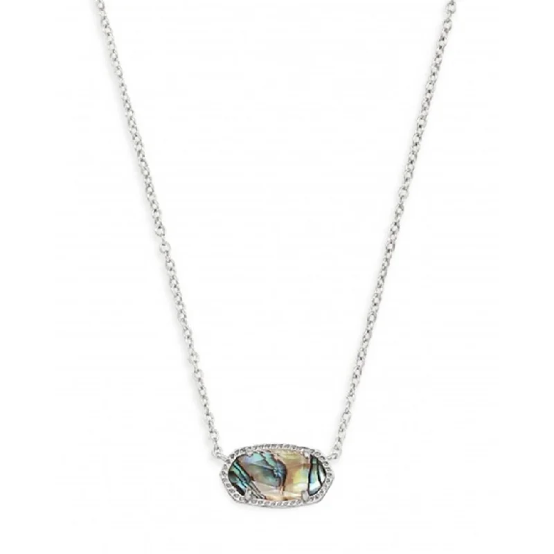 Women's photo necklaces-Kendra Scott : Elisa Short Pendant Necklace in Rhodium Abalone Shell