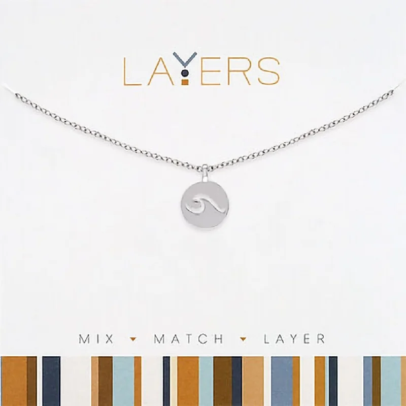 Women's anniversary necklaces-Center Court : Silver Wave Layers Necklace