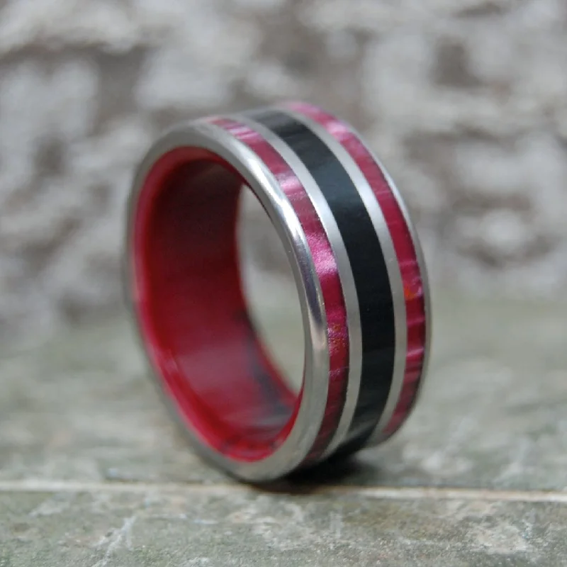 Handmade women's rings-Knockout | Men's Onyx, Red Jasper, Red Marble Resin & Titanium Wedding Ring