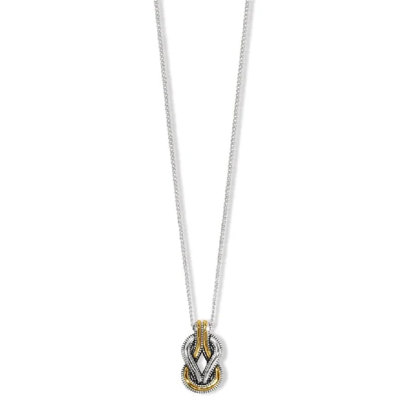 Women's stainless steel necklaces-Brighton : Interlok Harmony Two Tone Petite Necklace