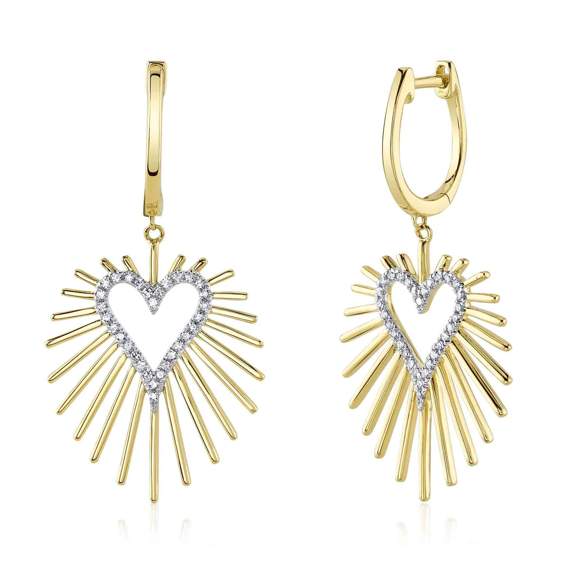 Women's travel earrings-14K GOLD DIAMOND MARI HEART EARRINGS