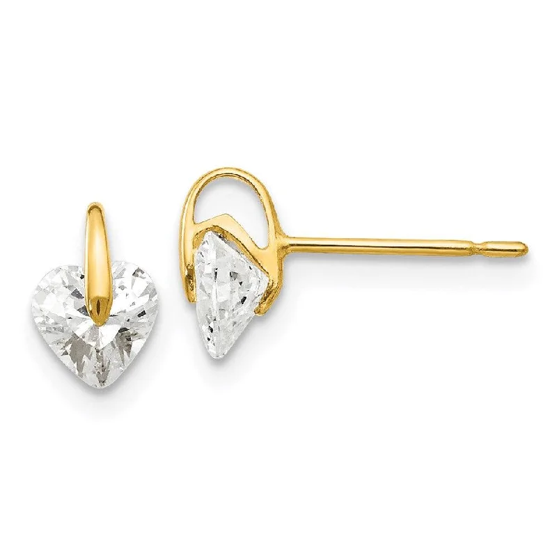 Women's waterproof earrings-Madi K Kid's 14k  CZ  Heart Post Earrings