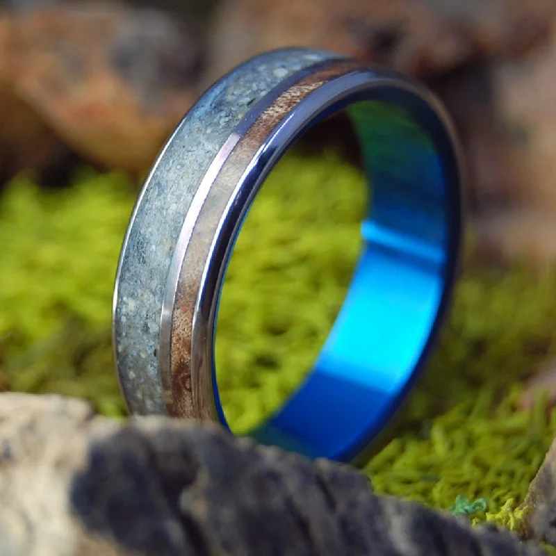 Women's charm rings-Sequoia Grove | Men's Pacific Grove Beach Sand, Sequoia Redwood & Titanium Wedding Ring